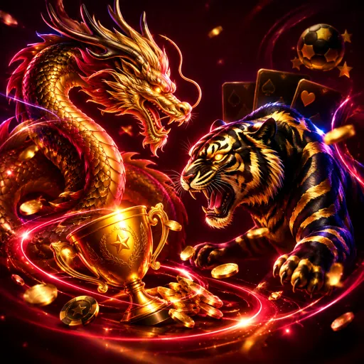 Mesa Dragon Tiger com cartas de dragão e tigre